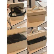 Chanel香奈兒 白色棉麻化妝盒/手提包/盒子包 台北專櫃贈品