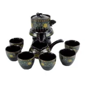 【MASTER】半自動茶具組 茶具禮盒 泡茶濾網 懶人泡茶 泡茶器具 旅行茶具 618-TA6S(一壺六杯 時來運轉)