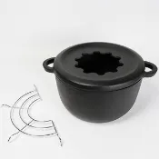【福介商店】南部鐵器 日本鑄鐵鍋 IWACHU 岩鑄 鑄鐵天婦羅油炸鍋17cm 個人鍋 湯鍋 巧克力鍋 起司鍋