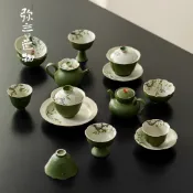 🌼彌言雛菊浮鵰手繪功夫茶具套裝｜小青柑複古蓋碗茶杯｜家用主人杯｜高顔值茶具