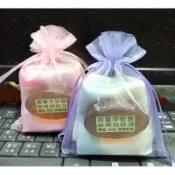 方格棉麻紗手帕+抹草平安皂+素色雪紗網袋~禮儀用品告別式回禮廟會贈品答客禮喪事毛巾回客禮送客禮