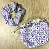 紫花束繩袋加髮圈