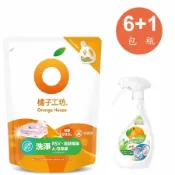 [好買市集] 橘子工坊天然無香精制菌洗衣精補充包-洗淨病毒1500MLX6入＋浴廁清潔劑兩用噴槍480ml*1瓶