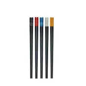 (店+)【PERFECT 理想】黑金鋼筷筷子24cm五雙彩鑽餐具 Leidea 樂德兒 出遊必備、開學