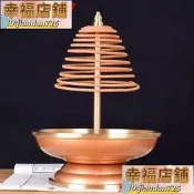 雙色黃銅塔香盤供佛佛用塔香盆伸縮款香爐家用員香爐  香薰爐郵