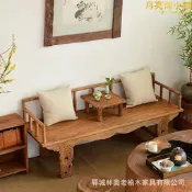 新中式禪意榆木沙發床實木老榆木羅漢床家用風化老榆木客廳羅漢榻