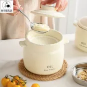 良品舎 台灣公司可開票 豬油罐家用陶瓷耐高溫食品級粗陶雙耳罐大容量固體調味罐帶蓋新款YJ8-15 台灣公司 可開發票