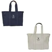 【TORY BURCH】Tory burch tb 超大號 帆布肩背托特包／媽媽包 兩色深藍／米白 無背帶款(贈原廠防塵袋紙袋)