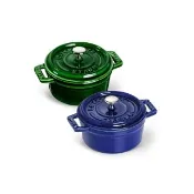 【STAUB】圓形琺瑯鑄鐵鍋10cm-深藍色/羅勒綠2色任選(德國雙人牌集團官方直營)
