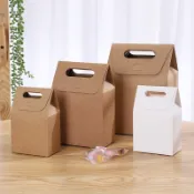 ✿禎巧妙✿ DIY情人節禮物 牛皮紙盒 烘焙包裝 禮品包裝 牛皮紙復古提袋 餅乾袋 禮品紙盒 西點盒 牛軋糖喜糖盒子