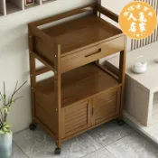 誠信達百貨 行動茶車 泡茶桌 現代楠竹行動泡茶車古典多功能茶几小型簡約茶桌餐邊櫃帶門帶抽屜