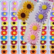 西西手工藝材料 28413 不織布配件-向日葵(2入)約4cm 太陽花 波斯菊花 布貼花飾 髮夾DIY材料布書 滿額免運