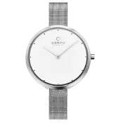 OBAKU 首席極簡主義曲線腕錶-銀(V227LXCIMC)/34mm