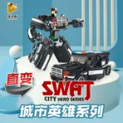 全球選品1館 生活百貨 潘洛斯659010變形機器人金剛機甲警車組裝模型男孩小顆粒拼裝積木