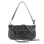 BALENCIAGA Le City 仿舊釦小羊皮肩背/斜背二用小包(黑色)