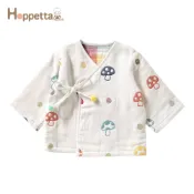 日本 Hoppetta 蘑菇六層紗睡袍/浴袍(0M-3Y)- 42x70cm【YODEE優迪】