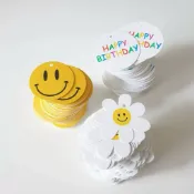 [現貨]  生日快樂吊牌 小花掛牌 小花吊牌 包裝吊卡 吊 禮物紙卡 裝飾吊卡 烘焙包裝紙卡 禮物包裝吊牌