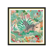 【比翼鳥與叢林斑馬組合】愛馬仕中古絲巾掛畫 愛馬掛畫 客廳掛畫 沙發背景墻裝飾畫 組合沙發