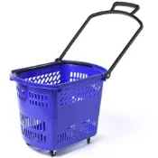 (店+)超市購物籃 購物筐 拉桿購物籃 帶輪子購物籃 加厚手提塑料框 家用便利店購物籃 買菜籃賣場購物籃 零食購物籃