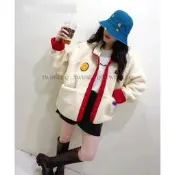 🎀 Twinkle Q 🎀-預購✈️正韓🇰🇷東大門 羊羔毛外套 兩面可穿 笑臉 撞色 拼色 保暖 休閒外套