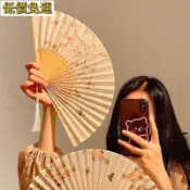 🔥金牌賣家🔥手扇【91%好評率】新中式古風海棠折疊小扇子女夏天國風漢服拍照隨身攜帶折扇高顏值378