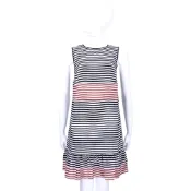 RED VALENTINO 撞色條紋波浪下擺無袖洋裝