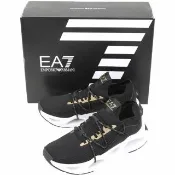 【EMPORIO ARMANI】EA7 編織布面簍空鞋底運動鞋 球鞋(黑色/男款)