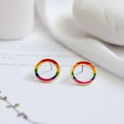 響應平權 彩虹 Rainbow LGBT 彩虹圈 耳環 夾式耳環