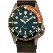 大高雄鐘錶城 Orient 東方錶 (RA-AC0K04E) SPORTS系列 WATER RESISTANT 日期潛水夜光尼龍帶錶/綠 43.4mm｜樂天領券現折★全館特惠中★指定刷卡回饋10%