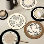 高級輕奢硅藻餐盤隔熱防燙餐墊吸水速幹碗盤茶墊柔軟加厚復古杯墊