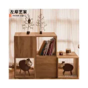 (店+)收納置物櫃 免運 實木組閤書櫃創意儲物櫃展示架簡約現代木格子櫃日式隔斷客廳花架