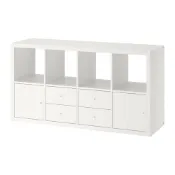 【IKEA 宜家家居】KALLAX 層架組附4收納隔板, 白色, 147x77 公分