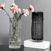 花瓶 擺件 居家裝飾 花器 簡約 素坯花瓶 居家擺件 客廳插花玻璃透明輕奢高級花瓶輕奢高級擺件25高