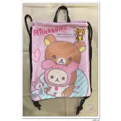 八寶糖小舖~拉拉熊束口袋後背包 san-x Rilakkuma 懶懶熊三明治網束口後背包 粉色甜心兔款