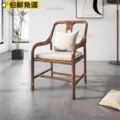 整裝發貨#免運含稅🎈新中式簡約現代實木椅子靠背扶手電腦椅北歐家用餐椅廣島椅書桌椅