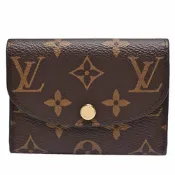 LV Louis Vuitton路易威登 M62361 經典ROSALIE Monogram花紋信封式零錢包(金釦-芭蕾粉色)
