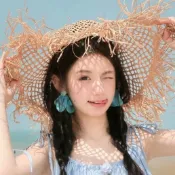 胖胖美依 耳環 耳釘 耳飾 吊墜耳環 新款海邊度假風藍色雪紡花朵耳環女花瓣耳環飾-14355.