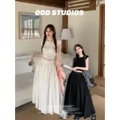 【GDM】法式純慾風氣質套裝夏裝女白色T恤上衣大裙擺半身裙韓版兩件套
