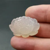 協貿國際日用品生活2館 天然玉石a貨冰種玉髓蓮花玉掛件白玉髓蓮花吊墜玉石蓮花