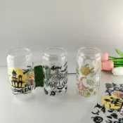 全球選品1館 生活百貨 萬聖節吸管杯低溫3D貼紙 隨意圖案 高硼矽玻璃吸管杯萬聖節吸管杯