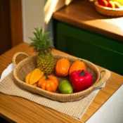 ⭐臺現⭐圍爐日式果盤仿藤客廳零食筐廚房蔬菜收納筐野餐籃家用水果籃W410