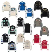 【美式燙磚刺繡】OFF WHITE AC米蘭棒球外套 飛行員夾克 情侶外套 男女同款 美式外套 milano