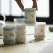 墨己墨染手繪直筒茶杯 功夫茶具 陶瓷品茗杯 聚香杯 聞香杯 家用茶杯 玉瓷茶具 茶道具 茶壺 瓷器