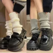 D207 女士堆堆襪素色百搭jk高筒襪美腿修型顯瘦襪子腿套