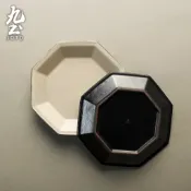九土手作陶瓷餐盤套裝組合四個裝六個裝復古小碟八角盤陶瓷餐具景德鎮陶瓷盤甜品點心盤家用盤子牛排西餐意大利麵盤CJR0639