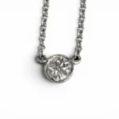【DOKODEMO】成色極佳★TIFFANY&Co. Tiffany Elsa Peretti By the Yard 1P 鑽石項鍊 PT950 鉑金材質，鑽石直徑約 4.5 毫米，總重約 0.12 克拉，長度 41 厘米，總重 2.43 克，女士款