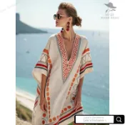 💖限時低價💖 【爆品】超美🔥 海邊洋裝 海島風洋裝 渡假洋裝 新款 女裝超僊領連衣裙海邊度假沙灘裙可印花寬鬆中長裙