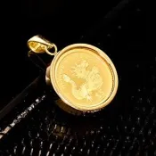 海斯珠寶 18K金吊墜 生肖龍紀念金幣造型 迷你圓形邊框 精細浮雕工藝 限定開運新年賀禮 雅緻質感