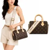 [小樹購] Louis Vuitton Speedy Bandouliere20 Monogram帆布波士頓包(米色)