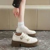 (店+)小皮鞋單鞋瑪莉珍女鞋瑪莉珍單鞋高跟瑪莉珍鞋高跟鞋瑪莉珍粗跟鞋學院風約會鞋大尺碼圓頭不勒腳背軟底防滑橡膠底粗跟通勤女鞋不累腳宴會鞋不磨腳輕量減壓鞋墊